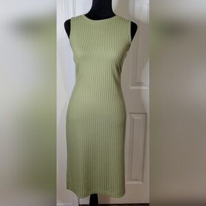 Nine West Woman's Ribbed Crewneck Midi Dress Sage - NWT Large